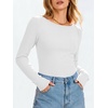 image:imageANRABESS Womens Long Sleeve Shirts Boat Neck Fitted TopsWhite