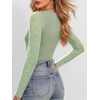 image:imageANRABESS Womens Long Sleeve Shirts Crew Neck Mesh Sheer TopFloral Green