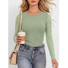 image:imageANRABESS Womens Long Sleeve Shirts Crew Neck Mesh Sheer TopFloral Green