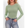 image:imageANRABESS Womens Long Sleeve Shirts Crew Neck Mesh Sheer TopFloral Green