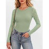 image:imageANRABESS Womens Long Sleeve Shirts Crew Neck Mesh Sheer TopFloral Green