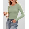 image:imageANRABESS Womens Long Sleeve Shirts Crew Neck Mesh Sheer TopFloral Green