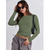 image:imageANRABESS Womens Long Sleeve Shirts Fitted Crop TopsArmy Green