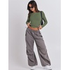 image:imageANRABESS Womens Long Sleeve Shirts Fitted Crop TopsArmy Green