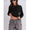 image:imageANRABESS Womens Long Sleeve Shirts Fitted Crop TopsBlack
