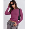 image:imageANRABESS Womens Long Sleeve Shirts Fitted Crop TopsDark Purple