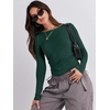 image:imageANRABESS Womens Long Sleeve Shirts Fitted Crop TopsForest