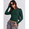 image:imageANRABESS Womens Long Sleeve Shirts Fitted Crop TopsForest