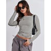 image:imageANRABESS Womens Long Sleeve Shirts Fitted Crop TopsGrey