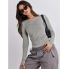 image:imageANRABESS Womens Long Sleeve Shirts Fitted Crop TopsGrey