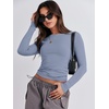 image:imageANRABESS Womens Long Sleeve Shirts Fitted Crop TopsGrey Blue
