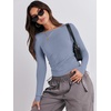 image:imageANRABESS Womens Long Sleeve Shirts Fitted Crop TopsGrey Blue