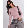 image:imageANRABESS Womens Long Sleeve Shirts Fitted Crop TopsGrey Pink