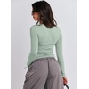 image:imageANRABESS Womens Long Sleeve Shirts Fitted Crop TopsLight Green