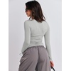 image:imageANRABESS Womens Long Sleeve Shirts Fitted Crop TopsLight Grey