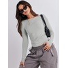 image:imageANRABESS Womens Long Sleeve Shirts Fitted Crop TopsLight Grey
