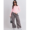 image:imageANRABESS Womens Long Sleeve Shirts Fitted Crop TopsLight Pink