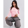 image:imageANRABESS Womens Long Sleeve Shirts Fitted Crop TopsLight Pink