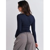 image:imageANRABESS Womens Long Sleeve Shirts Fitted Crop TopsNavy Blue
