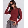 image:imageANRABESS Womens Long Sleeve Shirts Fitted Crop TopsRed