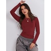 image:imageANRABESS Womens Long Sleeve Shirts Fitted Crop TopsRed