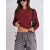 image:imageANRABESS Womens Long Sleeve Shirts Fitted Crop TopsRed