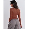 image:imageANRABESS Womens Long Sleeve Shirts Fitted Crop TopsReddish Brown