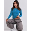 image:imageANRABESS Womens Long Sleeve Shirts Fitted Crop TopsRoyal Blue