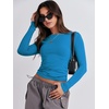 image:imageANRABESS Womens Long Sleeve Shirts Fitted Crop TopsRoyal Blue