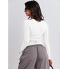 image:imageANRABESS Womens Long Sleeve Shirts Fitted Crop TopsWhite