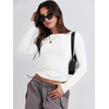 image:imageANRABESS Womens Long Sleeve Shirts Fitted Crop TopsWhite