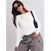 image:imageANRABESS Womens Long Sleeve Shirts Fitted Crop TopsWhite