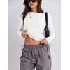 image:imageANRABESS Womens Long Sleeve Shirts Fitted Crop TopsWhite
