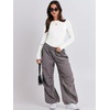 image:imageANRABESS Womens Long Sleeve Shirts Fitted Crop TopsWhite