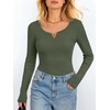 image:imageANRABESS Womens Long Sleeve Shirts Scoop Neck Fall TopsArmy Green