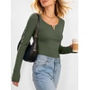 image:imageANRABESS Womens Long Sleeve Shirts Scoop Neck Fall TopsArmy Green