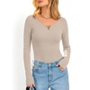 image:imageANRABESS Womens Long Sleeve Shirts Scoop Neck Fall TopsBeige