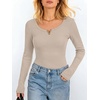 image:imageANRABESS Womens Long Sleeve Shirts Scoop Neck Fall TopsBeige