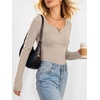 image:imageANRABESS Womens Long Sleeve Shirts Scoop Neck Fall TopsBeige