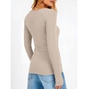 image:imageANRABESS Womens Long Sleeve Shirts Scoop Neck Fall TopsBeige