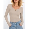 image:imageANRABESS Womens Long Sleeve Shirts Scoop Neck Fall TopsBeige