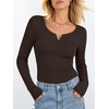 image:imageANRABESS Womens Long Sleeve Shirts Scoop Neck Fall TopsCoffee