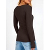 image:imageANRABESS Womens Long Sleeve Shirts Scoop Neck Fall TopsCoffee