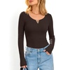 image:imageANRABESS Womens Long Sleeve Shirts Scoop Neck Fall TopsCoffee