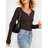 image:imageANRABESS Womens Long Sleeve Shirts Scoop Neck Fall TopsCoffee