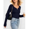 image:imageANRABESS Womens Long Sleeve Shirts Scoop Neck Fall TopsNavy Blue