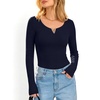 image:imageANRABESS Womens Long Sleeve Shirts Scoop Neck Fall TopsNavy Blue