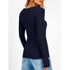 image:imageANRABESS Womens Long Sleeve Shirts Scoop Neck Fall TopsNavy Blue