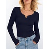 image:imageANRABESS Womens Long Sleeve Shirts Scoop Neck Fall TopsNavy Blue