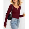 image:imageANRABESS Womens Long Sleeve Shirts Scoop Neck Fall TopsWine Red